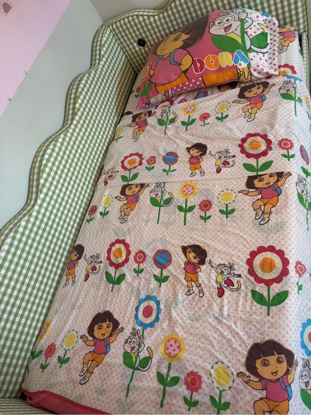 Vintage 2009 Dora the Explorer sheet set pillowcase sham fitted twin y2k toddler